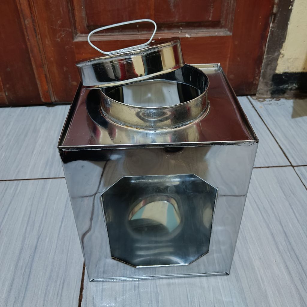 Shoporenku Kaleng Kerupuk Jadul Mini Stainless/ Toples Makanan Bahan Stainless Ukuran 202025