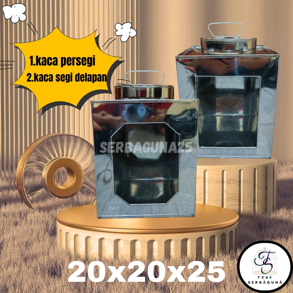 Soreshop_ Kaleng Kerupuk Jadul Mini Stainless/ Toples Makanan Bahan Stainless Ukuran 202025