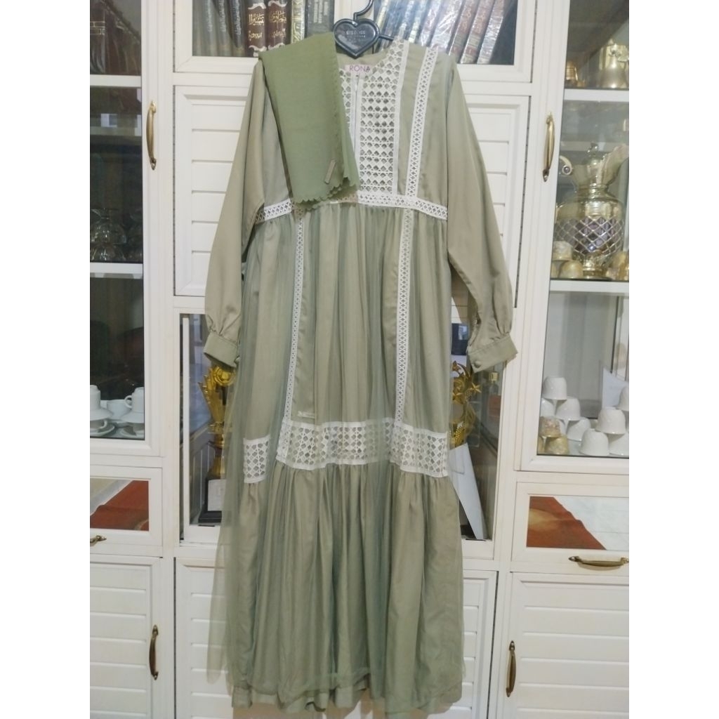 Dress Kondangan Tile mewah set hijab brand RONA