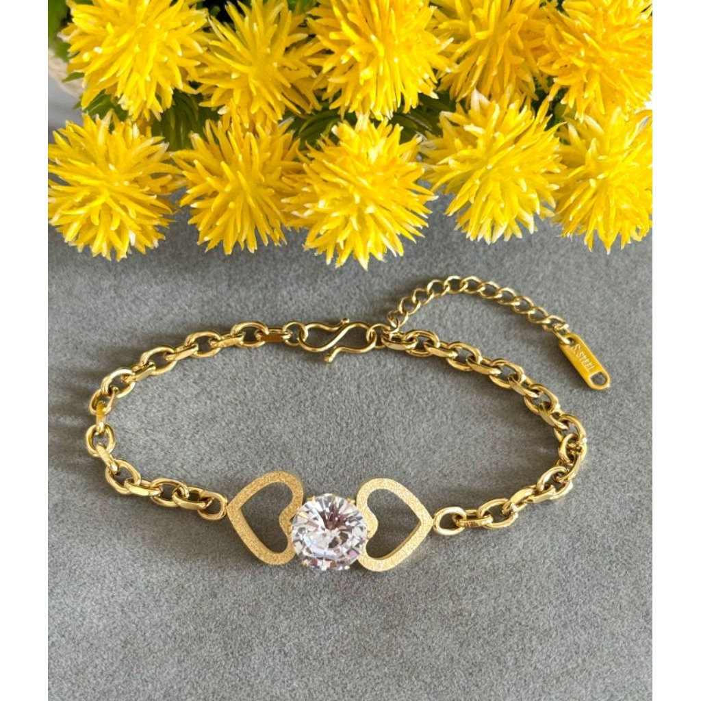 Gelang titanium love mata satu