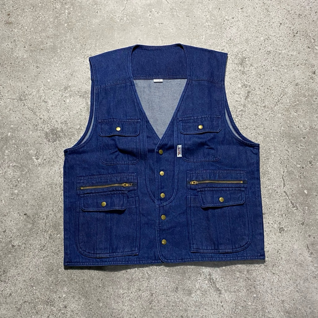 Vest Denim Banyak kantong Waku-waku Walk Japan Second original