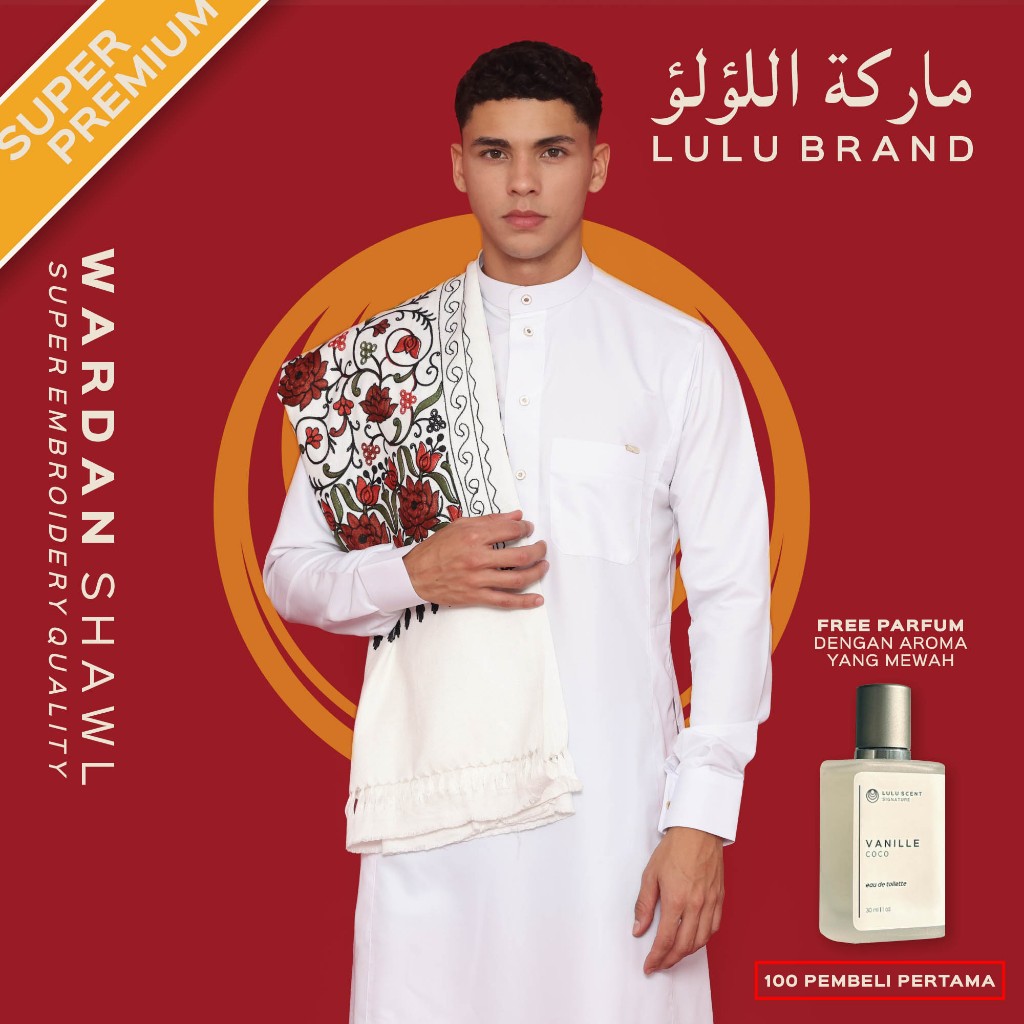 Sorban Kashmiri Full Bordir Elegan Super Premium Rida Import Arab Pria Lulu Brand Wardan 468