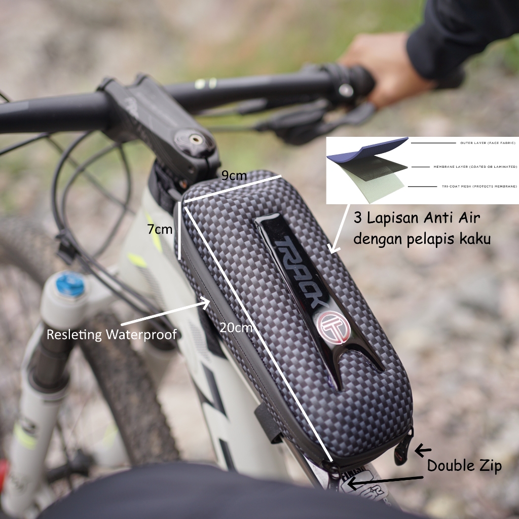 TRACK - Tas Frame Sepeda Waterproof - Carbon