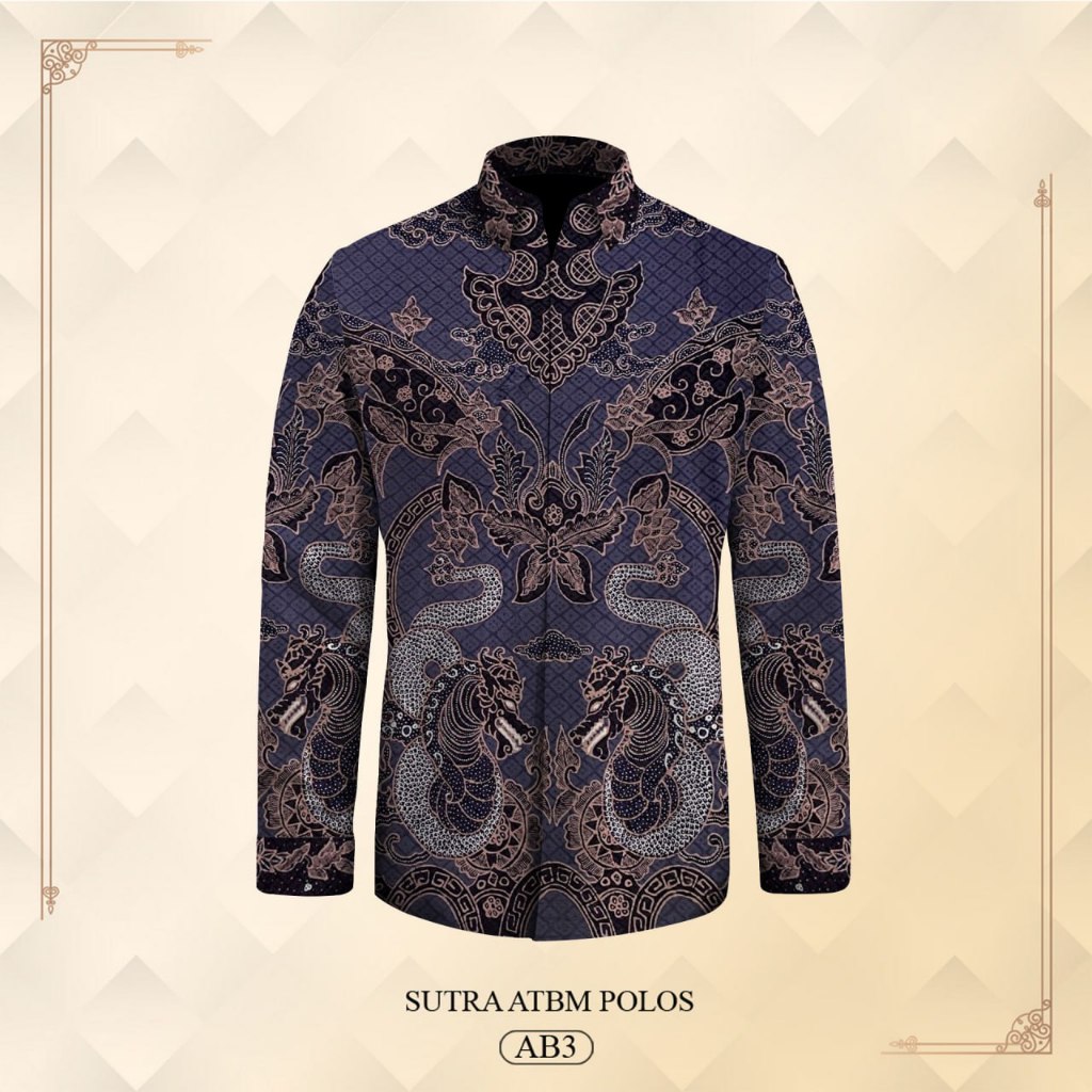 Kemeja lengan panjang formal pria batik tulis bahan atbm sutera premium pola baju batik pria batik t