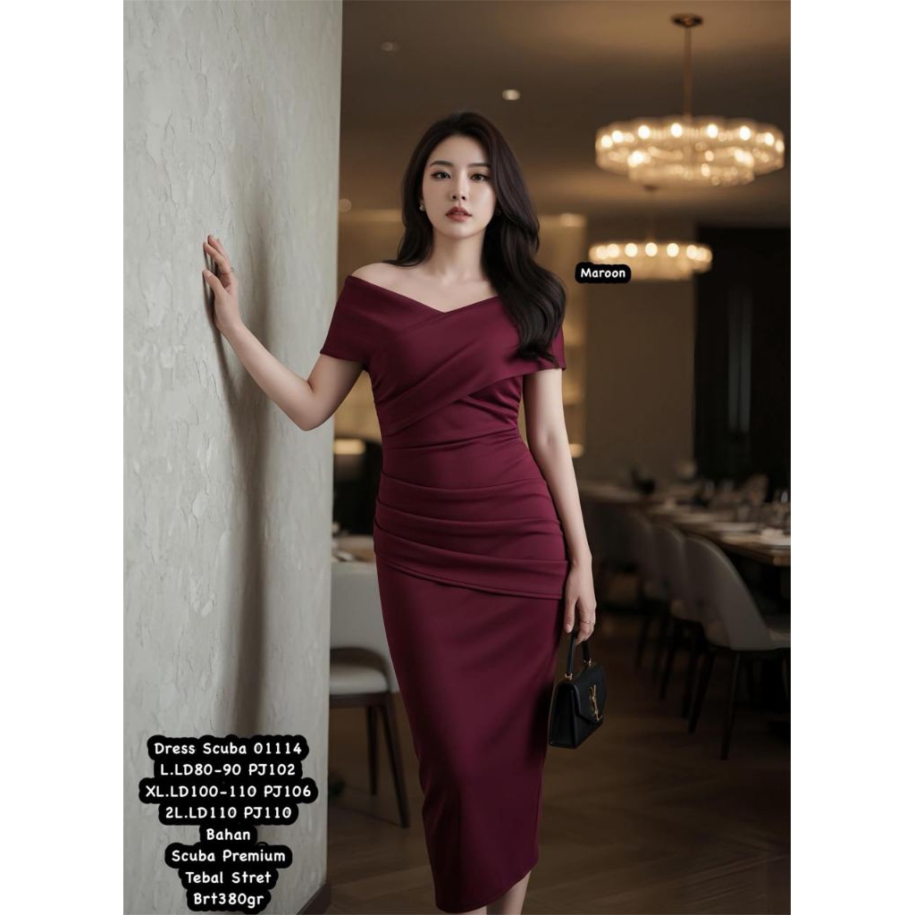 dress scuba, dress pesta, dress Natal 01114