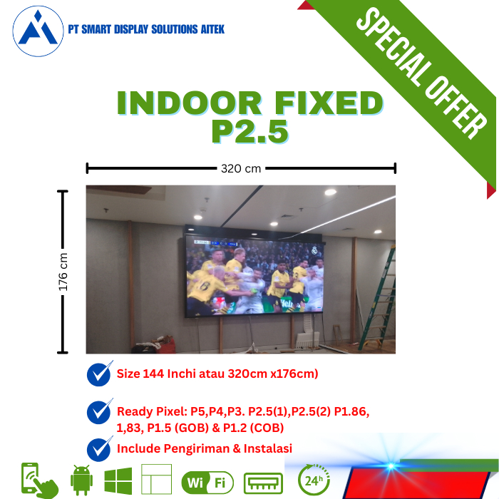 Led Videotron Indoor Lengkap P2.5 Murah Module Cabinet Hight Quality Ruang Meeting Aula Size Customi