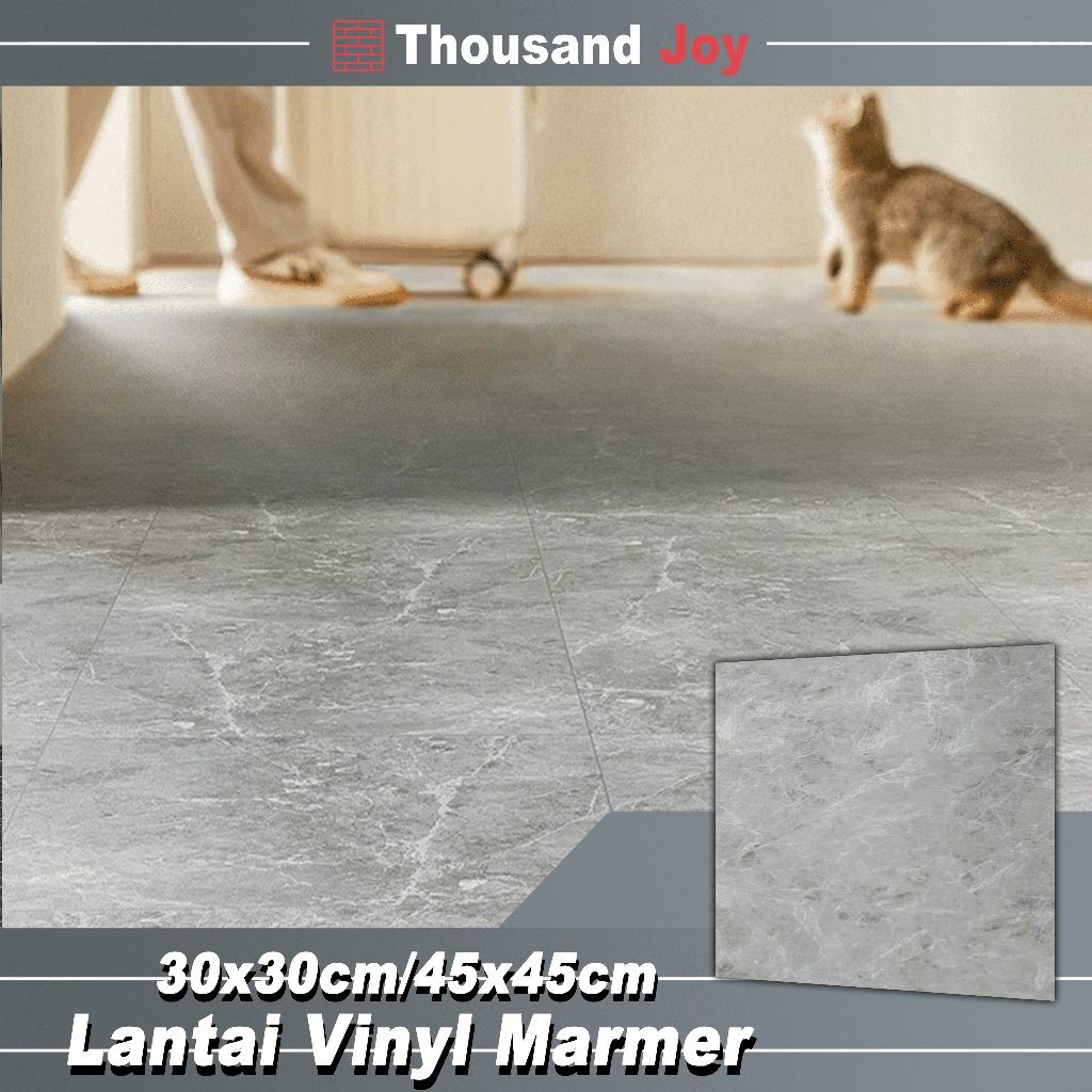 Thousand Joy-Stiker Lantai Vinyl Marmer 30x30/45x45 - Motif Granit, Self-Adhesive, Untuk Kamar Mandi