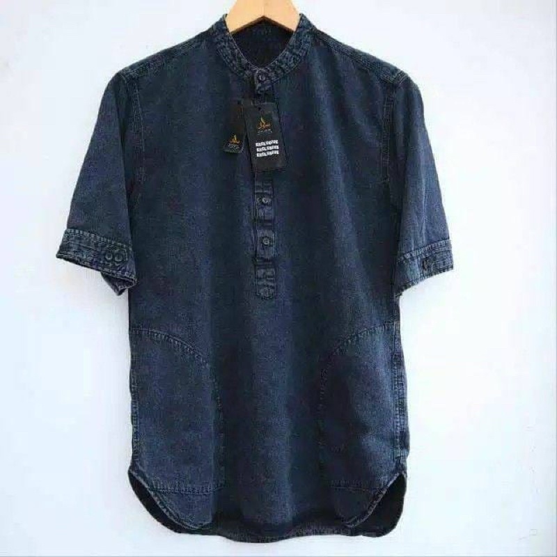 Baju Koko Jeans Kurta Jumbo Premium Quality Kurta Jeans Koko Lengan Pendek