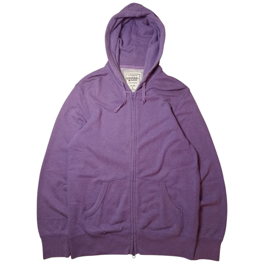 Jaket double zipper uniqlo wash pria wanita unisex LD 110 Second