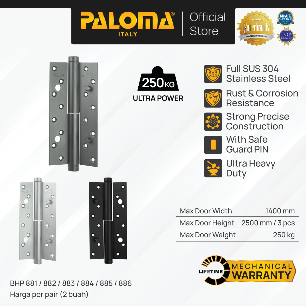 PALOMA Engsel Pintu Jendela Hinge Kupu Butt Hinges Door Window Right Left Kanan Kiri Stainless Steel
