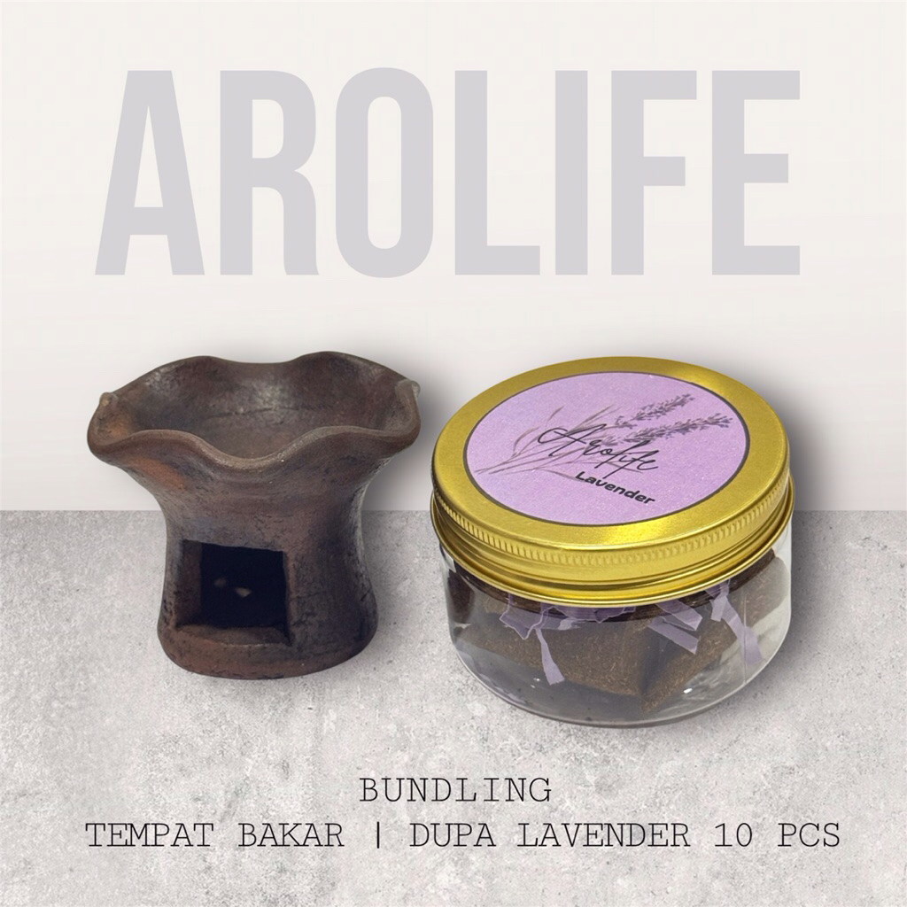 [BUNDLING] Tempat Bakar + Dupa Aromaterapi Lavender | Pengharum Ruangan | Dupa Kerucut by Arolife