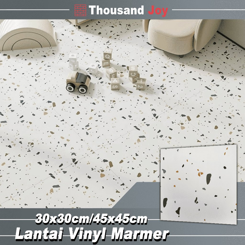 Thousand Joy-Stiker Lantai Vinyl 30x30/45x45 - Self-Adhesive, Anti Slip, Tahan Air & Minyak, Khusus 