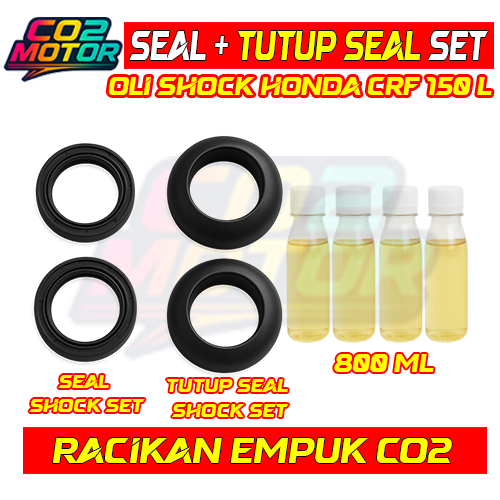 HITAM [ SEAL + TUTUP SEAL + OLI JUMBO - OLI REBOUND ] Seal Shock + Tutup Seal Shock Depan CRF 150 L 