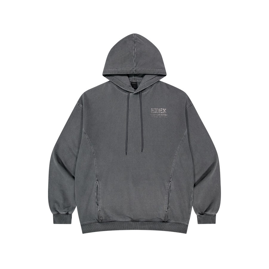 HDEX Baju Korea Olahraga Core Small Logo Pigment Hoodie Charcoal Pria Fitness