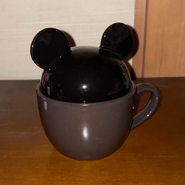 Gelas Mug Mickey Mouse Black Brown Disneyland Cangkir
