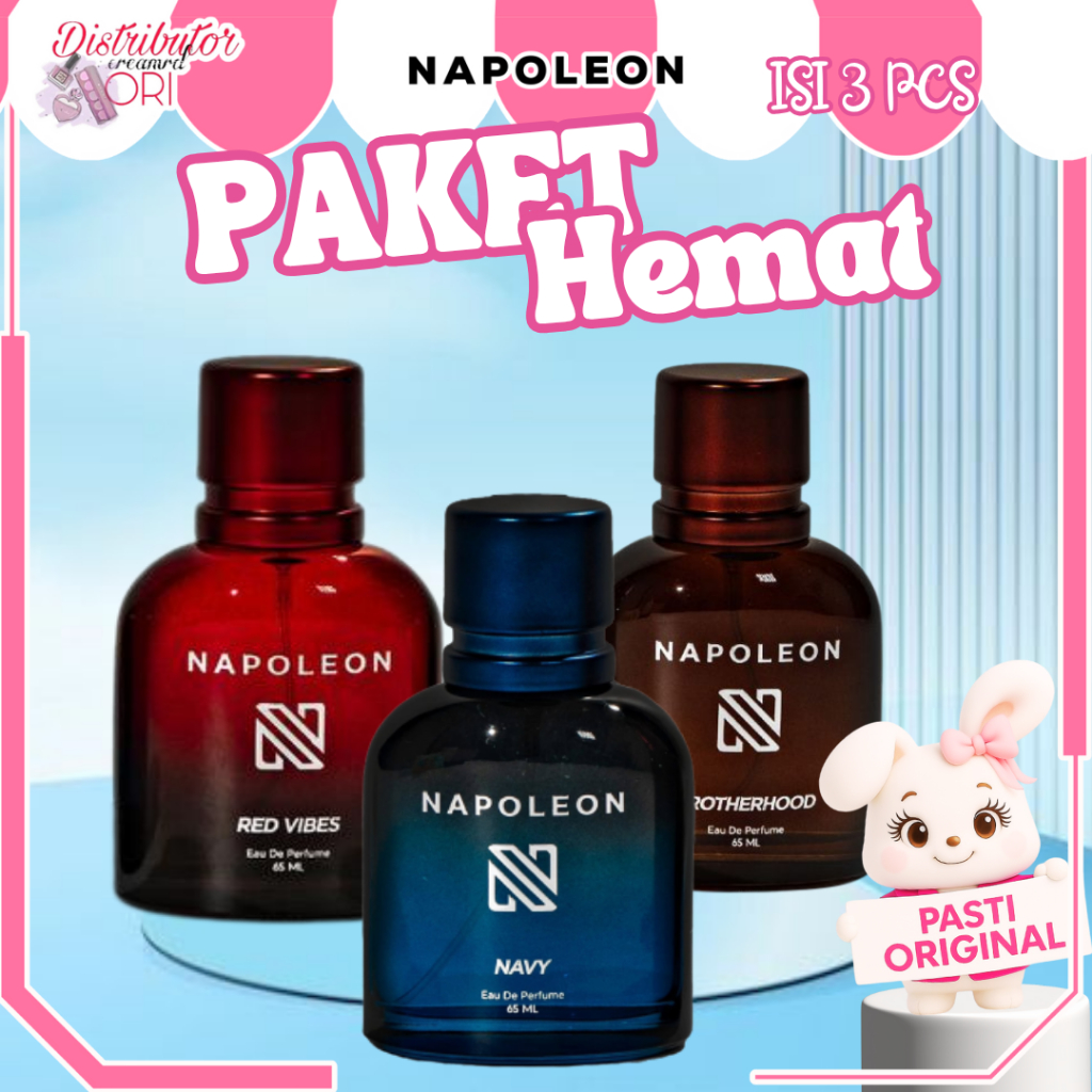 [ PAKET ISI 3 PCS ] NAPOLEON Perfume EDP 65ml - Parfum Pria - Mix | Distributor Cream Ori