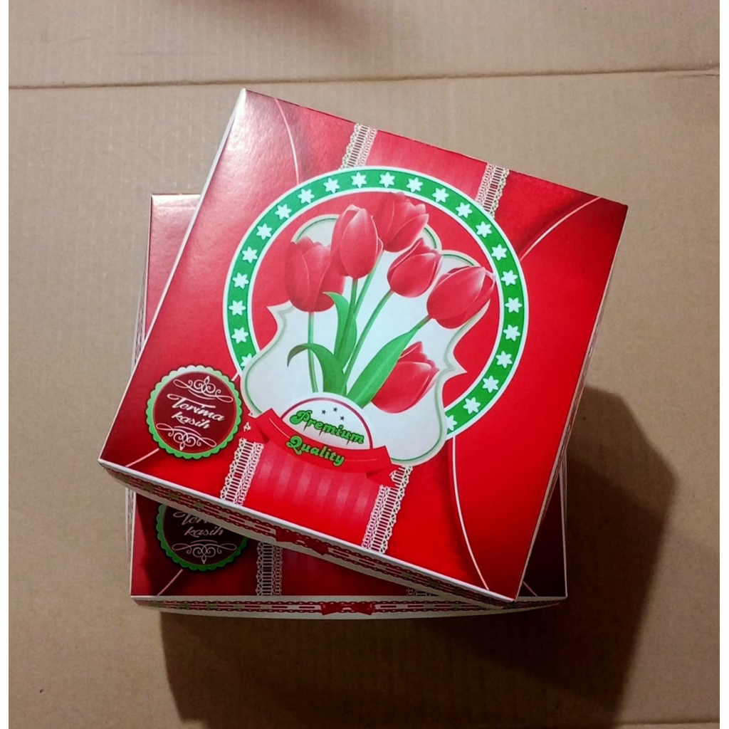 25pcs Kardus Nasi Motif Bunga 18x18 20x20/Dus Nasi Box Motif Bunga/Kotak Nasi Motif Bunga Tulip