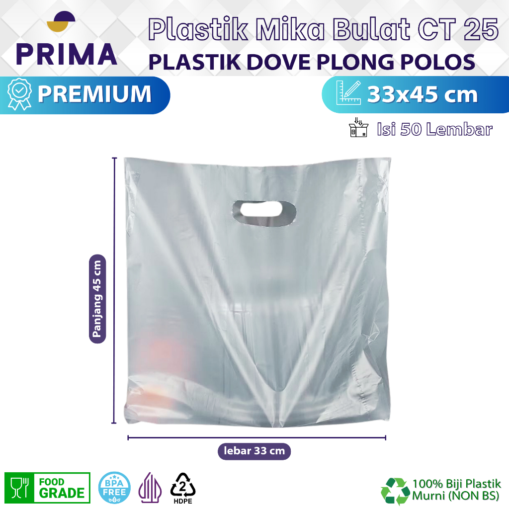 Ecer Kantong Plastik Dove 33x45 Plong Polos untuk Kemasan Box Pizza 25x25, Box Donat JCO isi 6