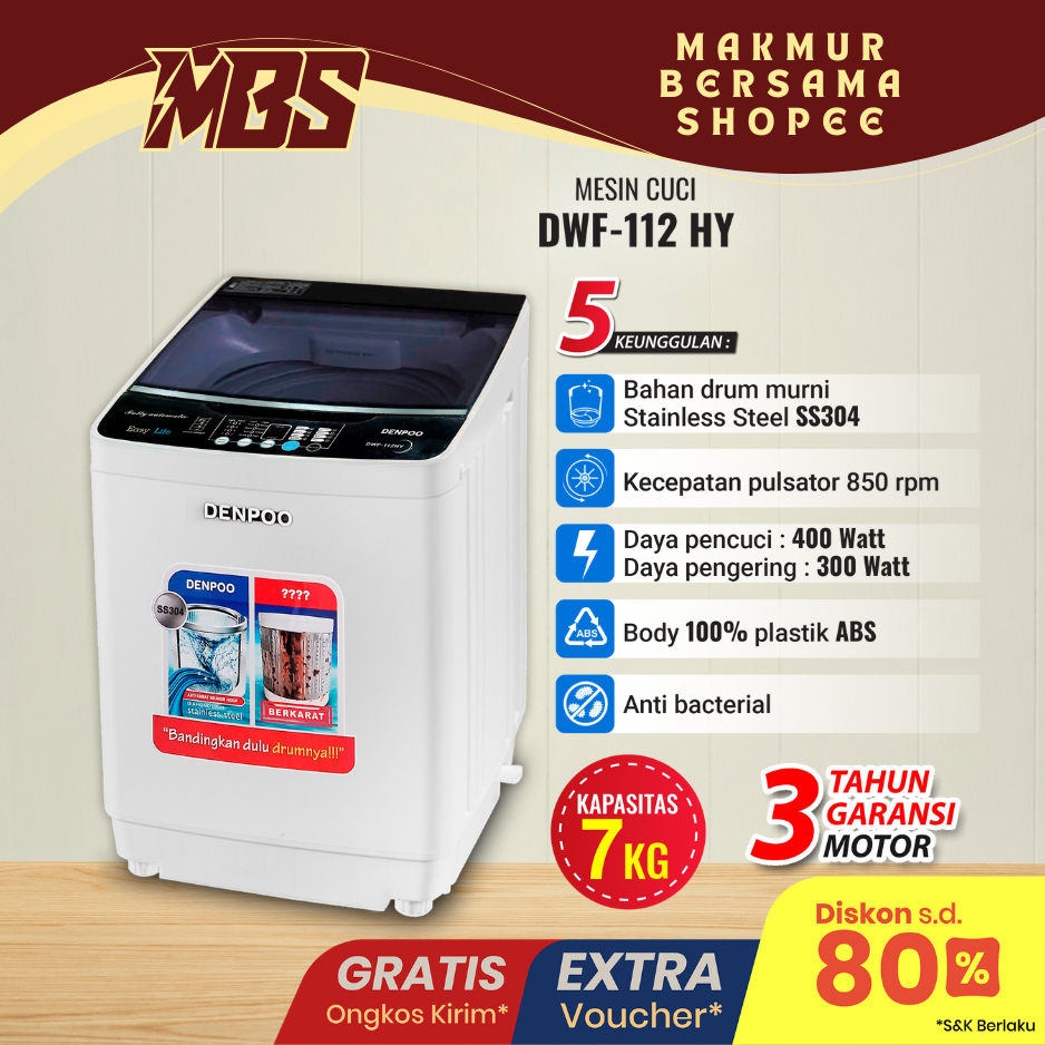 MESIN CUCI DENPOO 1 TABUNG DWF-112HY