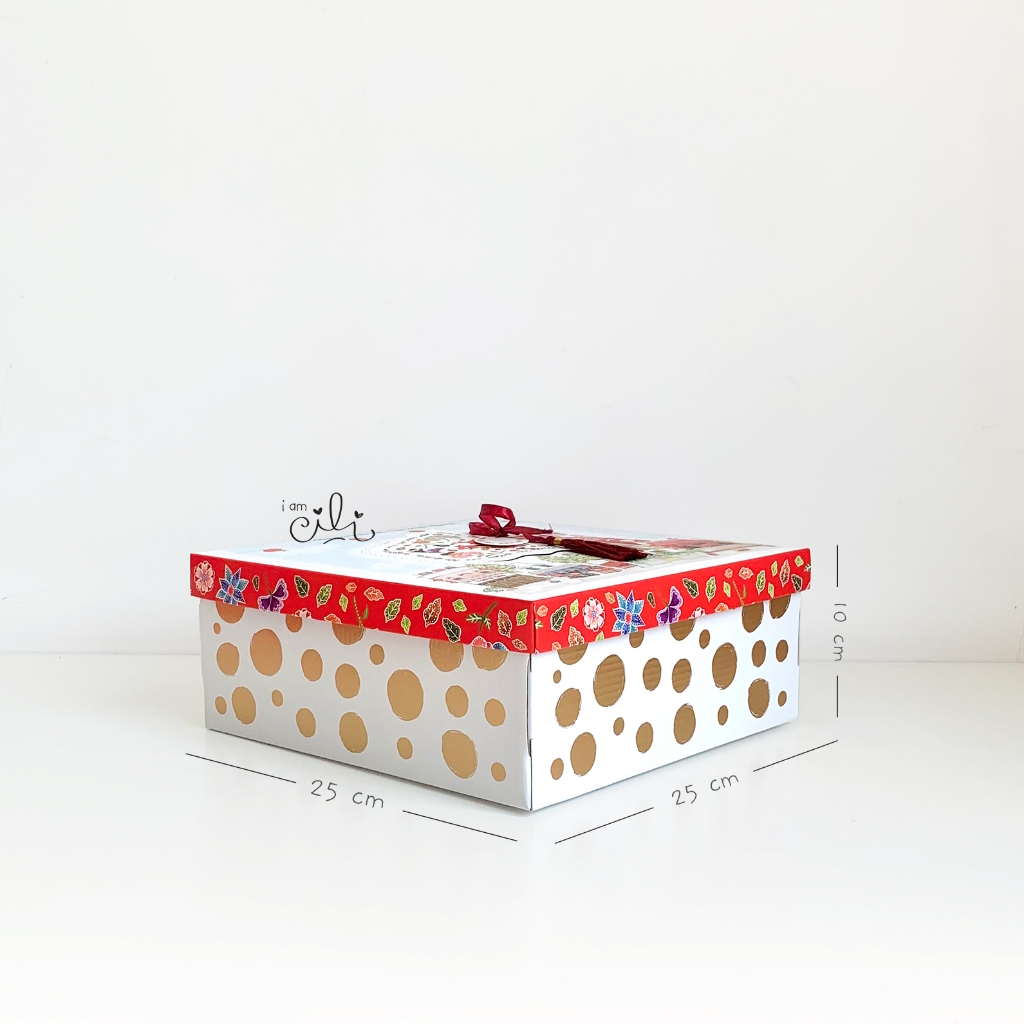 (BOX EFLUDE 25 x 25 x 10 cm IMLEK) kotak kue kering bolu lapis toples imlek cny sincia (10 pcs)