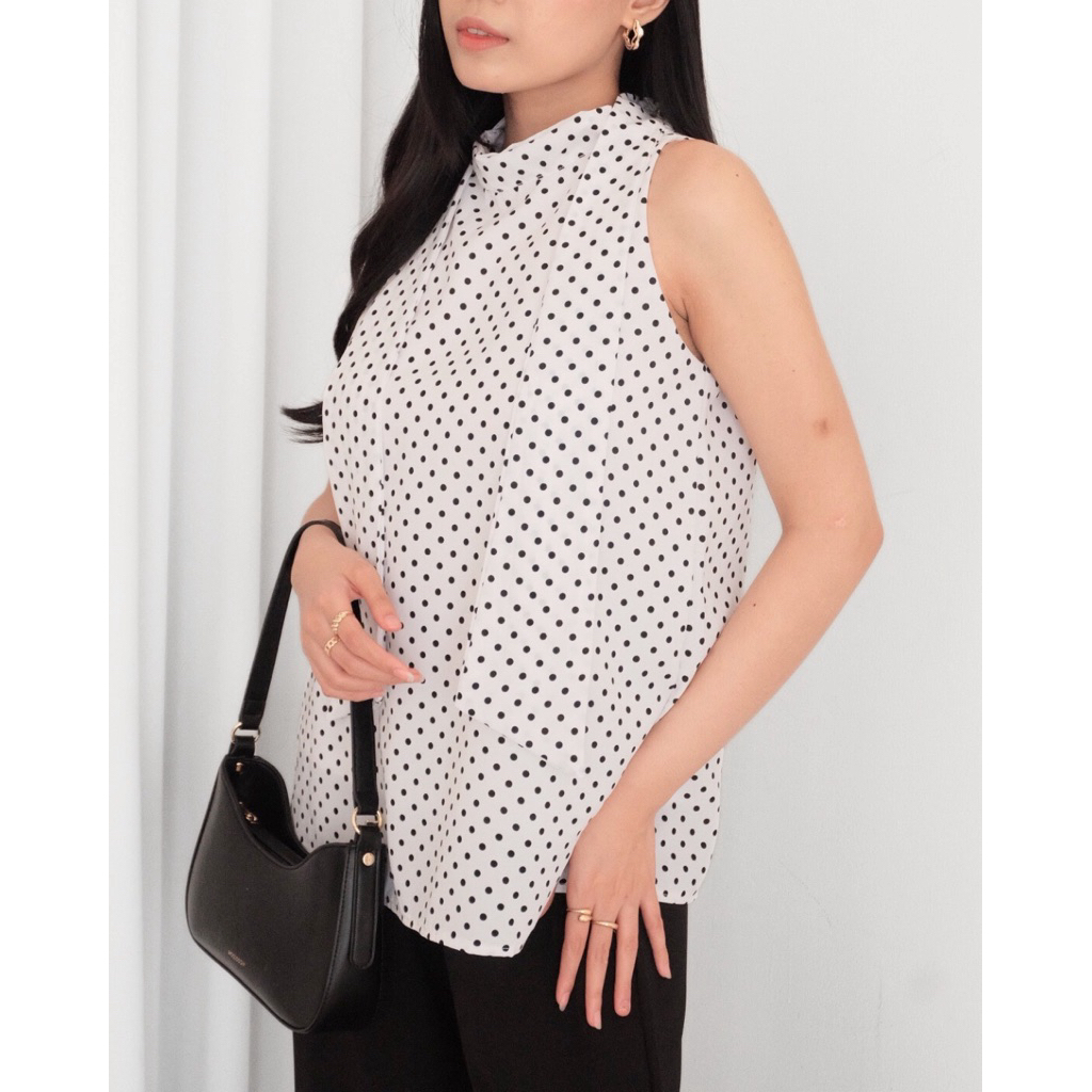 BADAPPLE - Abby Polkadot Top | Atasan Polkadot Wanita | Atasan Sleeveless Wanita | Atasan Wanita