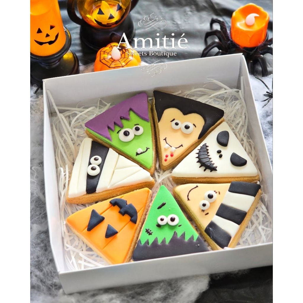 Butter Cookies Spooky Halloween (Cookies Pizza) - 1 Box isi 7 / Cookies Karakter / Halloween Cookies
