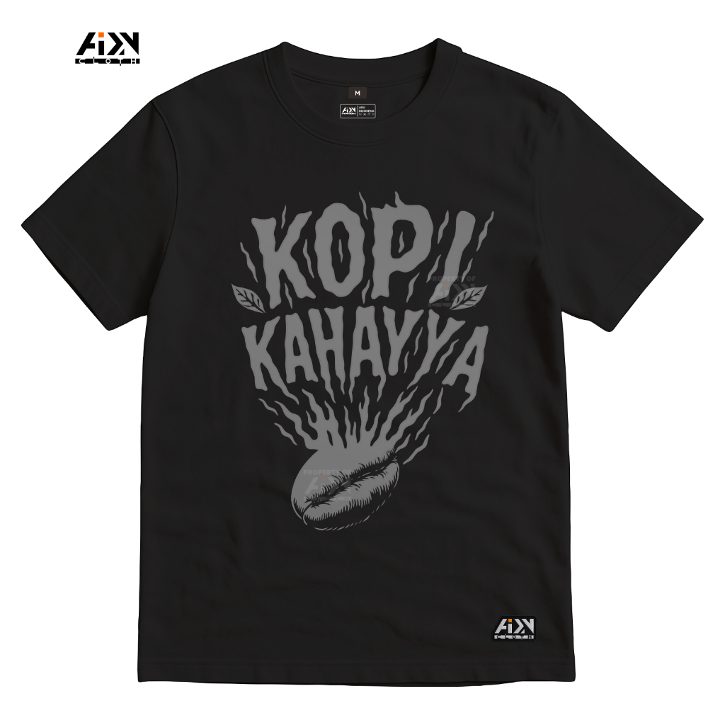 T-Shirt Hitam Kaos Kopi Kahayya - Kaos Distro - Premium Cotton Combed 24s - Tebal Lembut - Kaos Puti