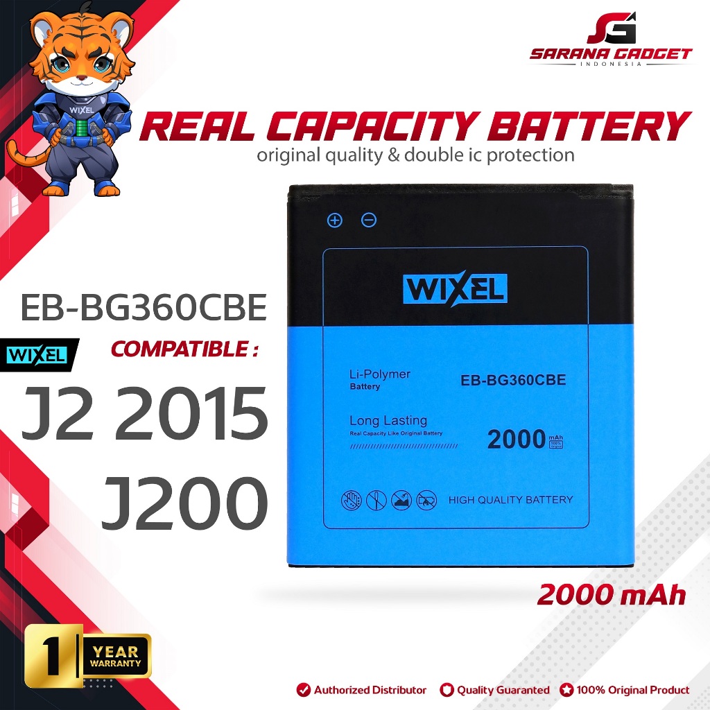 WIXEL ORIGINAL Baterai Samsung Galaxy J2 2015 J200 EB-BG360CBE EB-BG360CBC SM-J200G SM-J200F Batre B