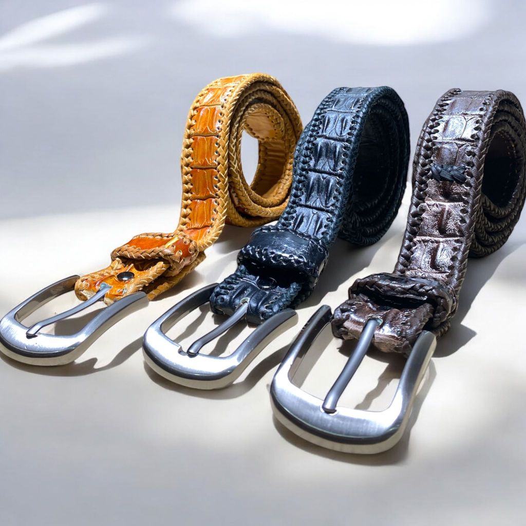 SABUK KULIT BUAYA RAJUT IKAT PINGGANG KULIT BUAYA SABUK GESPER KULIT BUAYA SABUK PRIA KULIT BUAYA