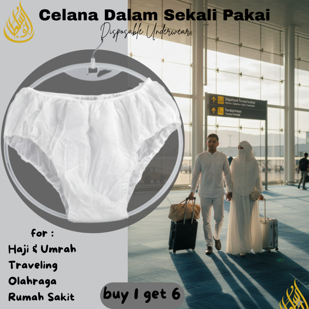 Celana Dalam Kertas Sekali Pakai isi 6 Sarqot Abu Sulthan – Disposable Underwear Pria Wanita, CD Haj