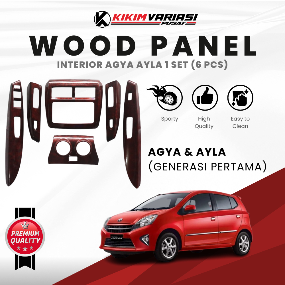 Wood Panel Agya Ayla 2014-2016 1 set 6pcs | Aksesoris Interior Ala Mobil Eropa | KIKIM VARIASI PUSAT