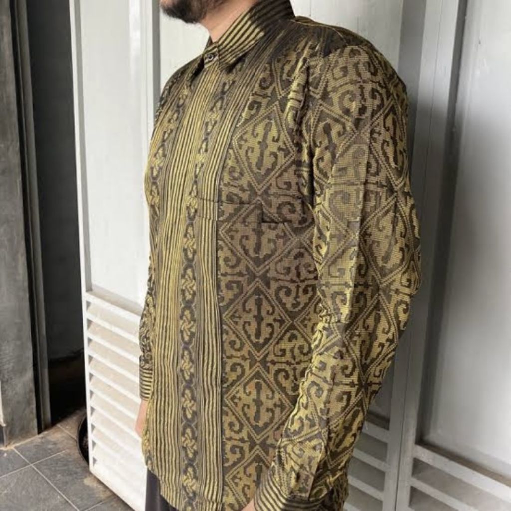 Kemeja lengan panjang, kemeja tenun baron, kemeja songket baron