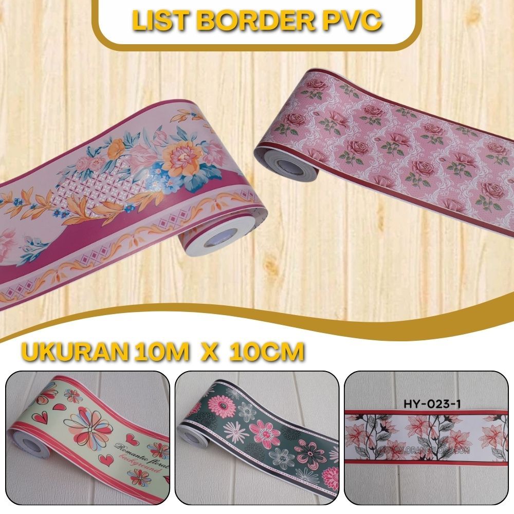 List Border Wallpaper 10m Border Lis Wallpaper Dinding PVC Wall Border Sticker Size 10cm x 10 Meter