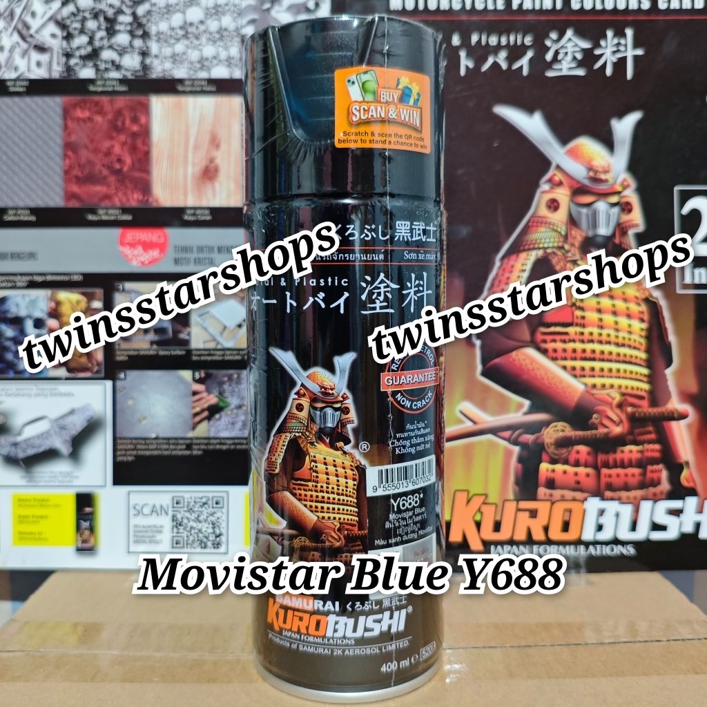 Pilok Pilox Pylox Cat Samurai Movistar Blue Y688 Biru Tua Metalik Glossy Mengkilap 400cc Spray Paint