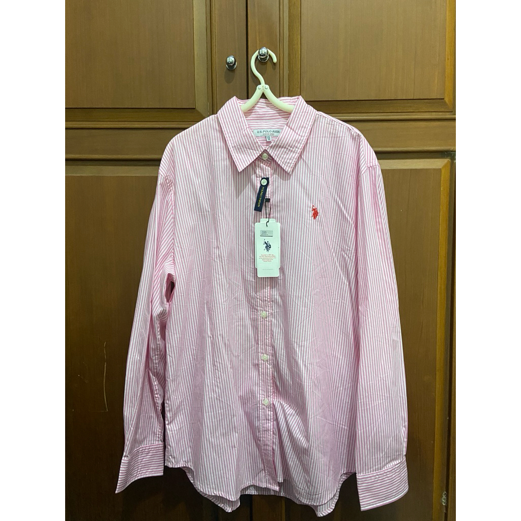 US POLO ASSN Kemeja Salur Pink not Polo Ralph Lauren