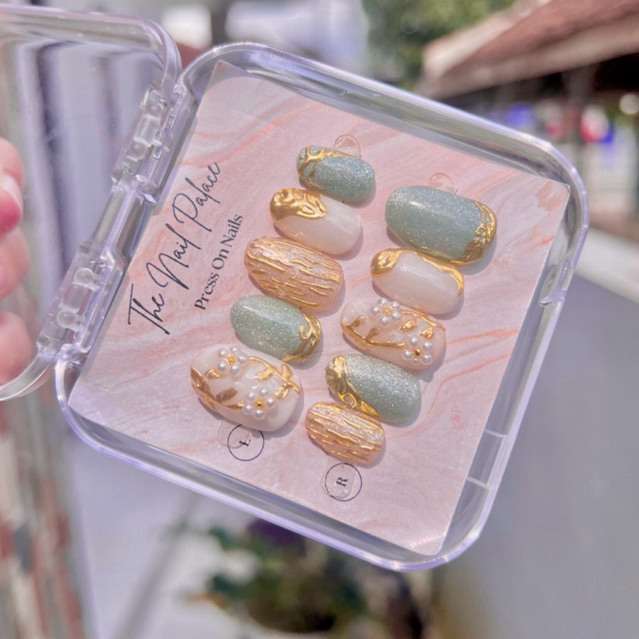 Press On Nails/Nail Art Premium Handmade Green Sage