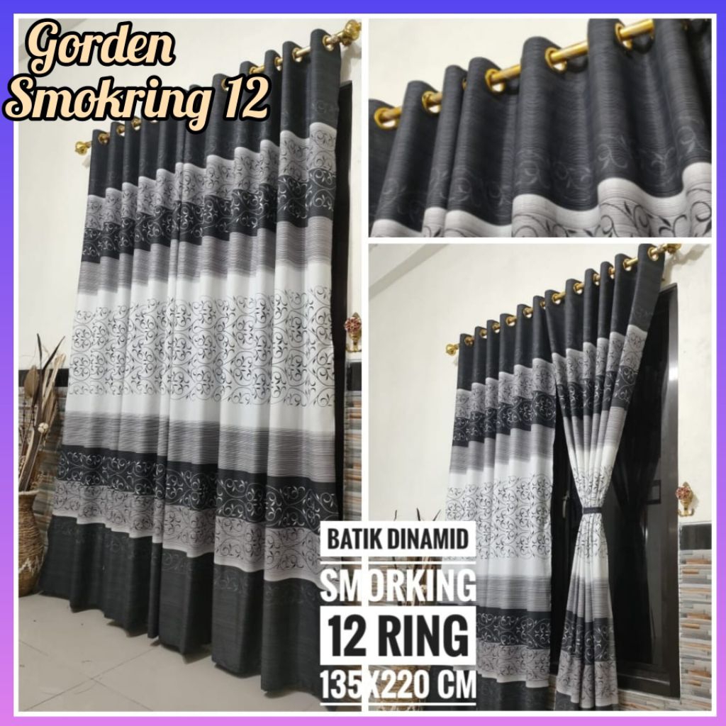 Gorden Smokring 12 Ring Murah Berkualitas Gorden Smokring 12 Ring 135x220cm