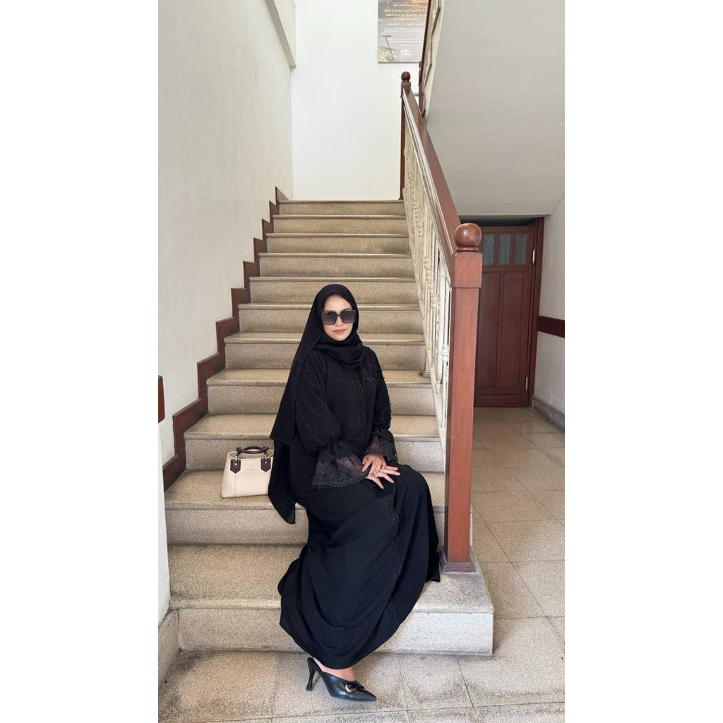 Abaya Hitam Gamis Wanita Terbaru Turkey Arabian Hitam Mewah Elegant Jemma Black