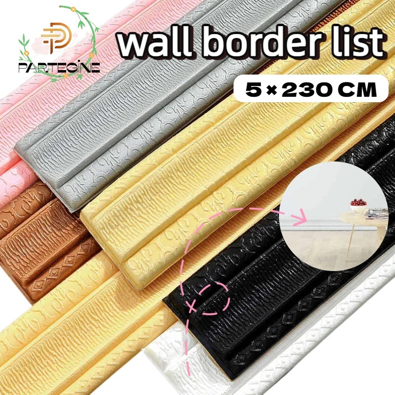 5 × 230 cm Wallpaper Dinding List Stiker List Dinding Foam 3D Wall Border List 3D Foam. MURAH