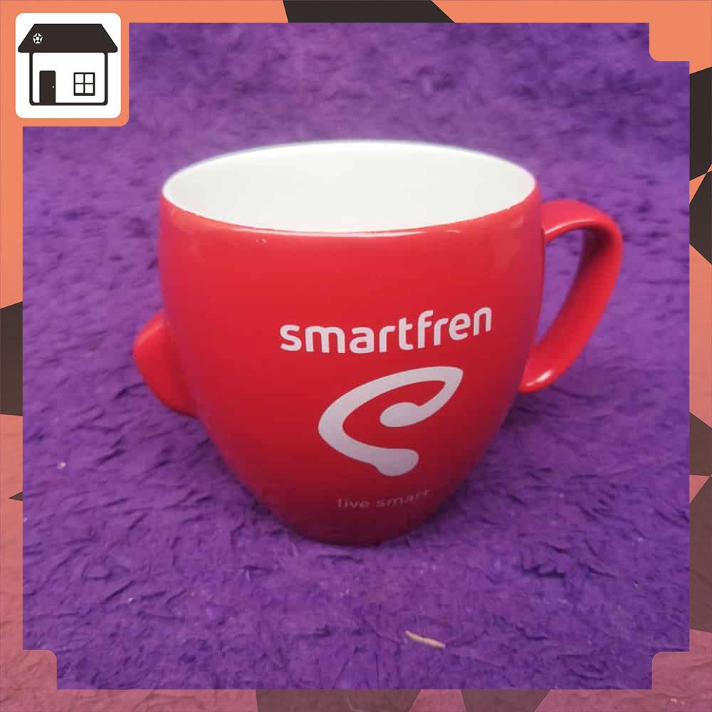 Mug Keramik Smartfren Gelas Antik Cangkir Teh Kopi