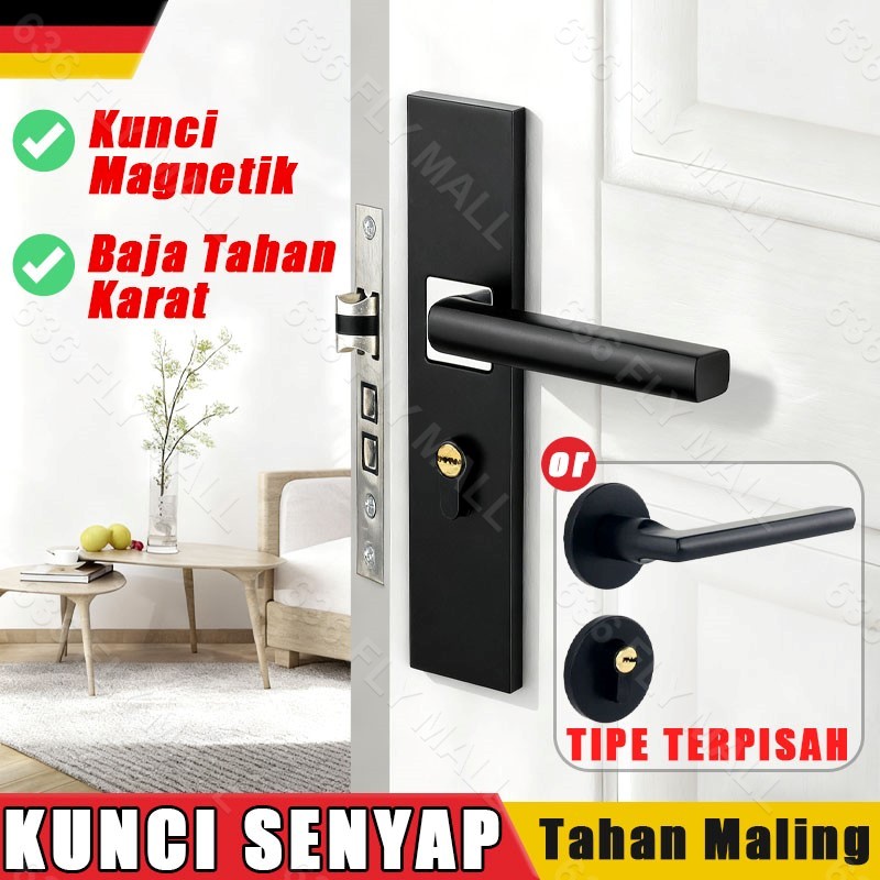 Konci pintu kamar tidur Kunci kamar tidur pintu kayu Kunci Senyap Anti-maling Konci Cocok untuk 99% 