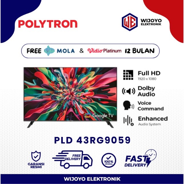 TV POLYTRON LED SmartTV 43 inch PLD 43RG9059 Cinemax Google TV Youtube, Netflix, Disney+ Hotstar