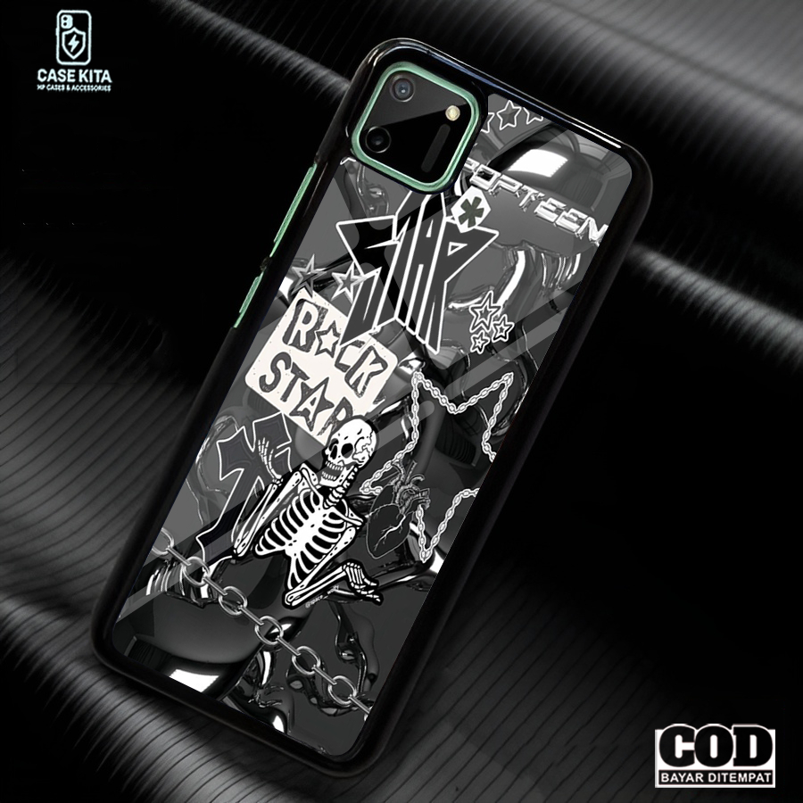 Casing Hp Untuk Realme C20 / Realme C11 2021 - Fashion Motif Black Aesthetic Case Murah Hardcase Sof