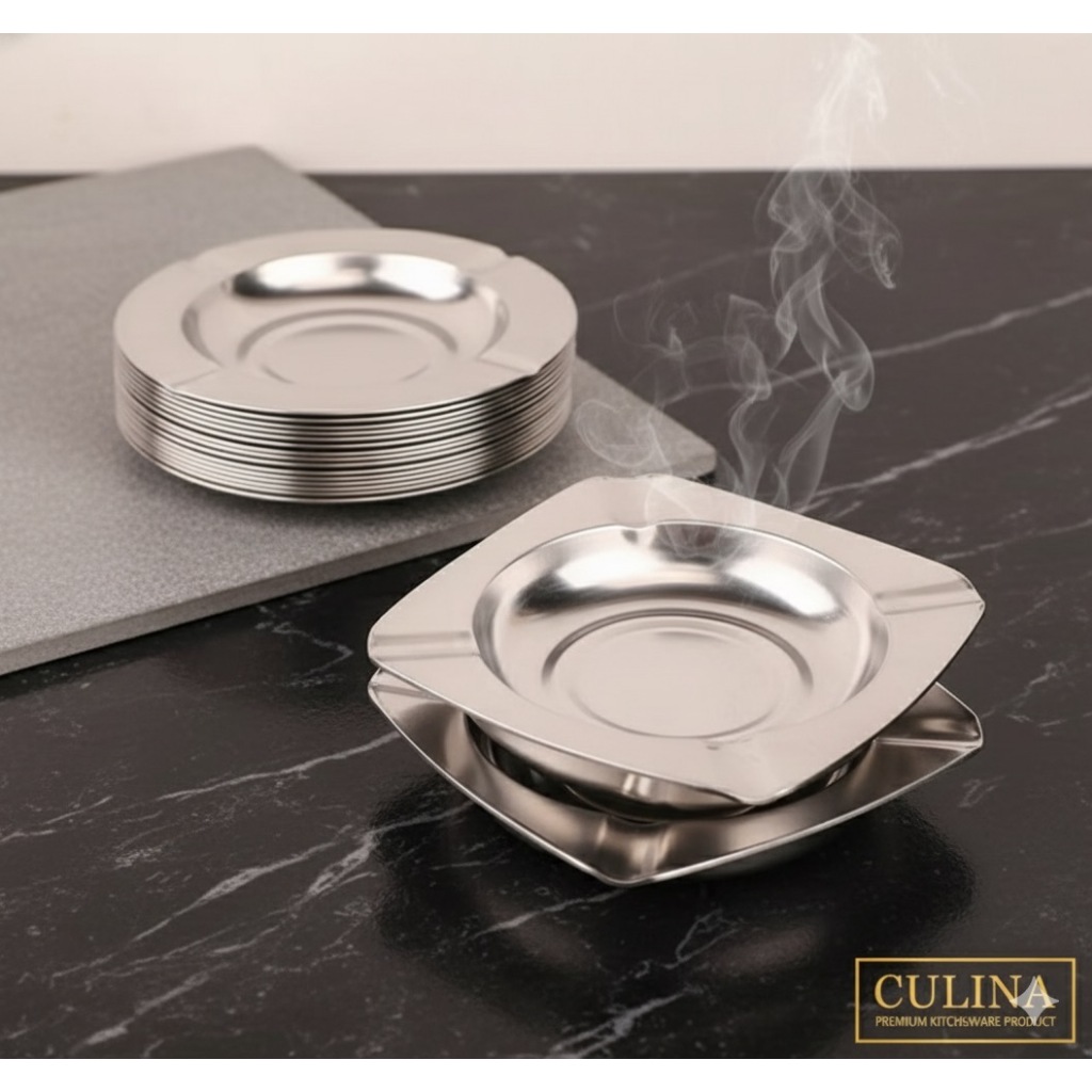 [ CULINA PREMIUM KITCHENWARE ] Asbak Rokok Stainless Steel Kecil Tebal