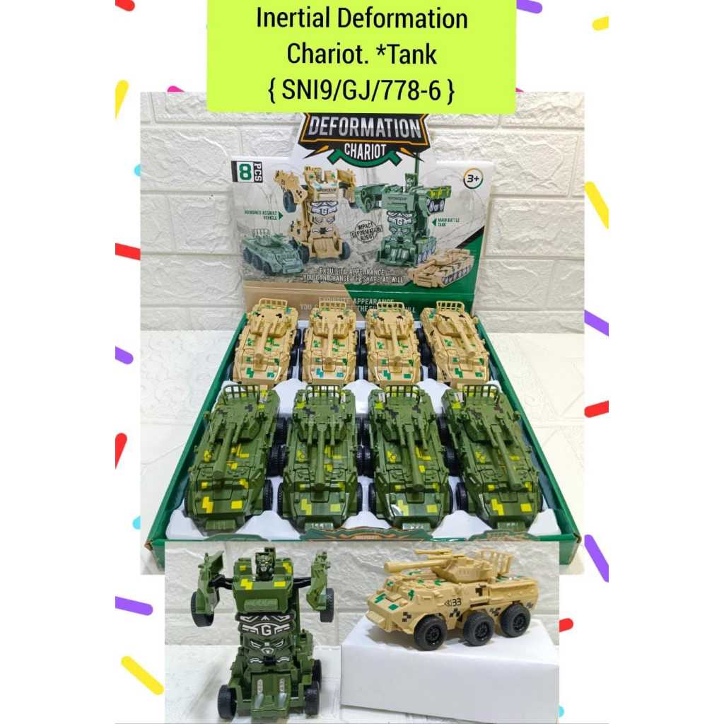 Hot Promo! Mainan Anak Cowok Robot Deformation Tank Isi 8