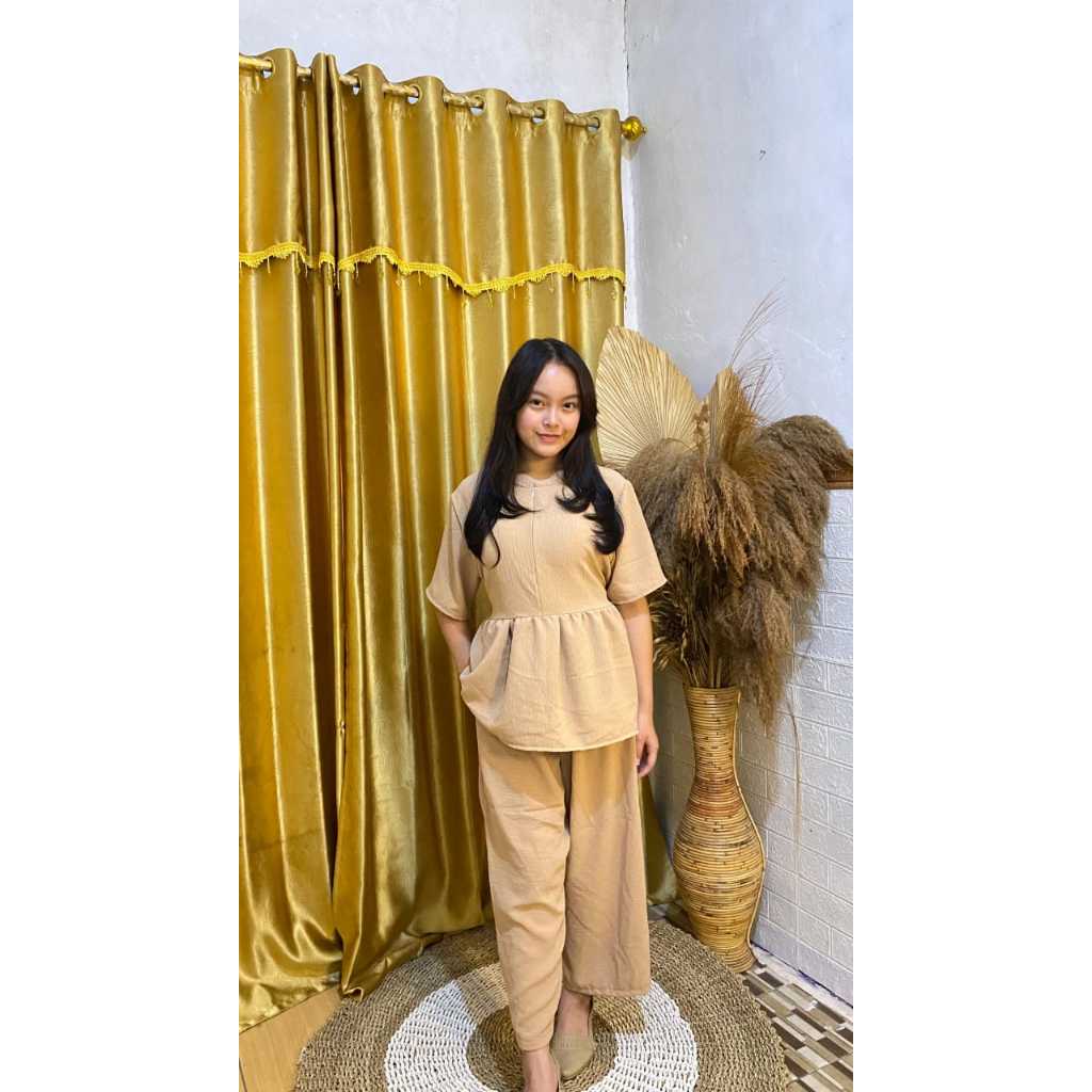 One Set Setelan Wanita Polos Crinkle // Setelan Wanita Remaja Dewasa Perempuan Termurah