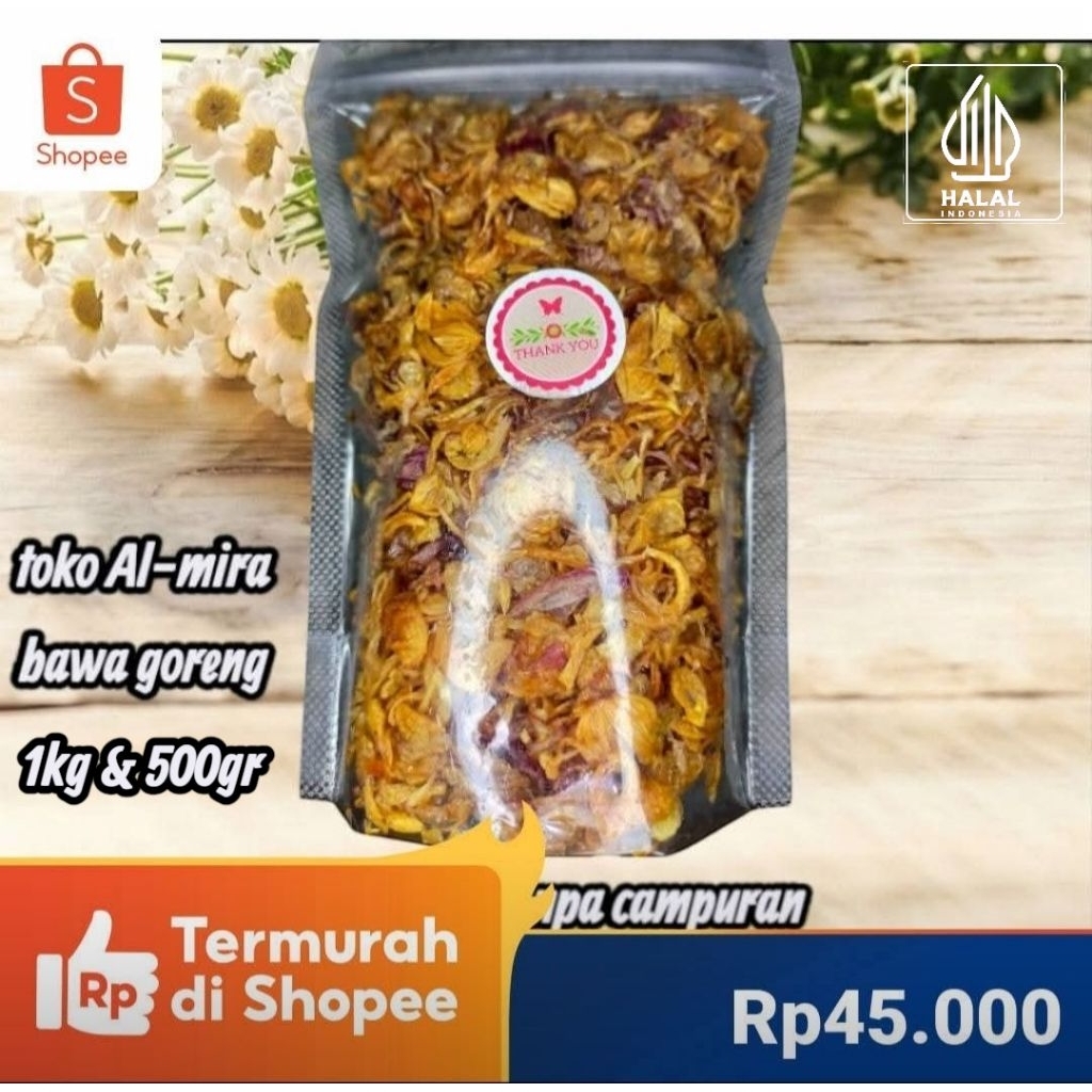 Bawang goreng termurah probolinggo 1kg/500gr pouch tanpa campuran UBI, Bawang goreng murah