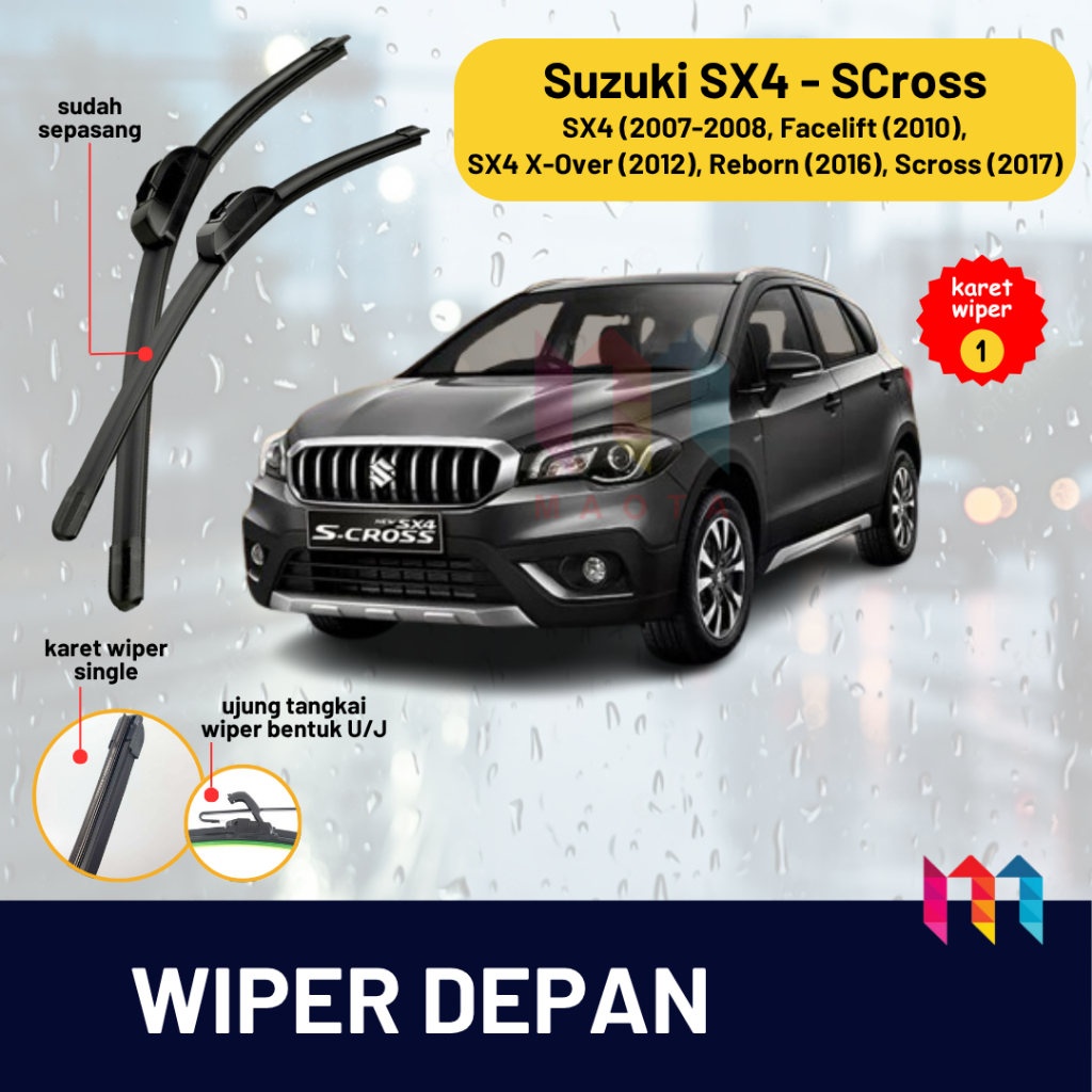 SUZUKI X OVER SX4 AKSESORIS WIPER SUZUKI SX4 WIPER SX4 X OVER WIPER SUZUKI X OVER WIPER SX4 KARET WI