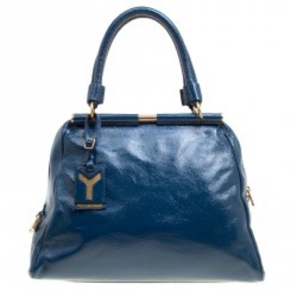 YSL PATENT MAJORELLE BAG - BLUE vintage