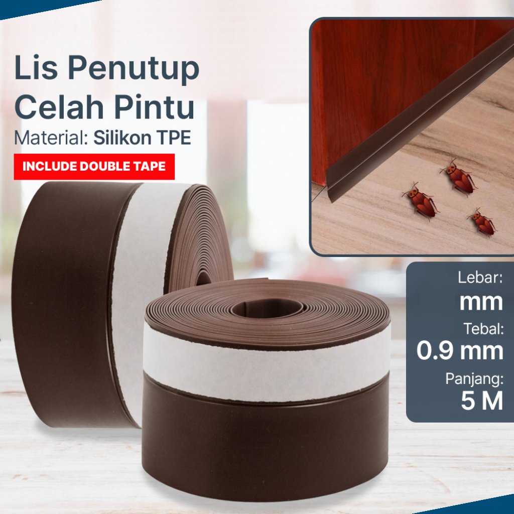 Penutup Celah Pintu Bawah Lakban Lis Penghalang Debu Serangga Door Seal Bottom 5 M